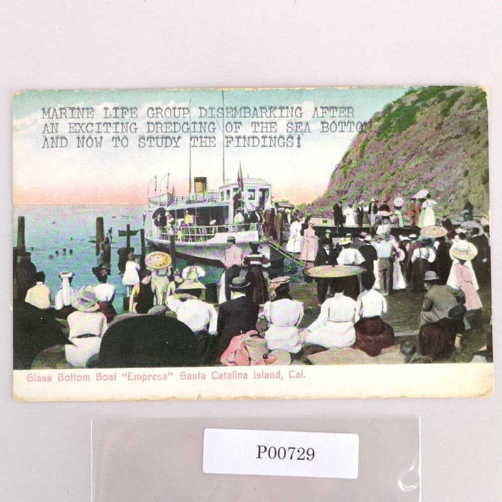 Glass Bottom Boat Empress Santa Catalina Island CA 1900s Postcard Typed Front